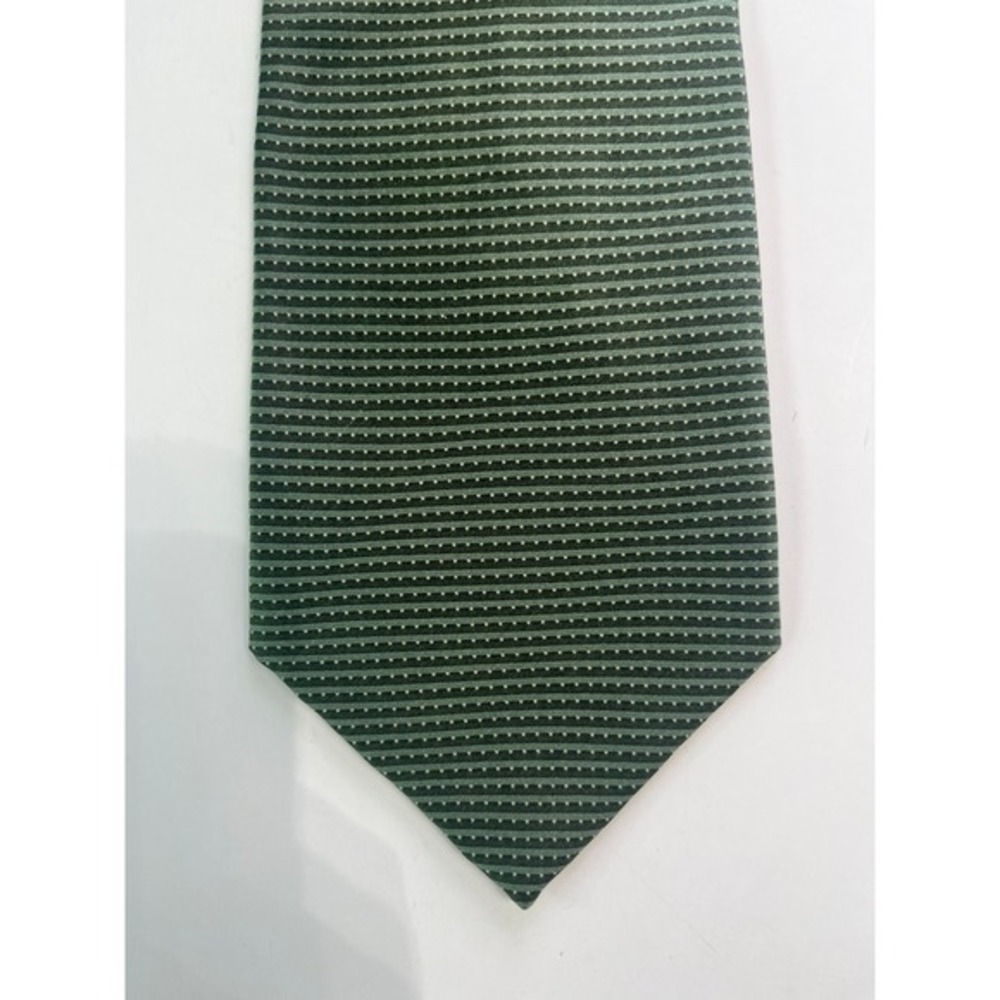 Bill Blass Mens Green Micro Stripe Dot 100% Silk Necktie Tie